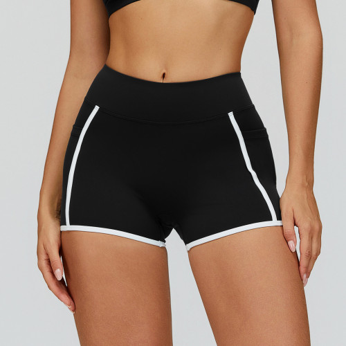 Cross-border nude yoga shorts, color-blocked tight-fitting sports shorts, outdoor workout fitness running shorts, 2501