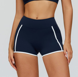 Cross-border nude yoga shorts, color-blocked tight-fitting sports shorts, outdoor workout fitness running shorts, 2501