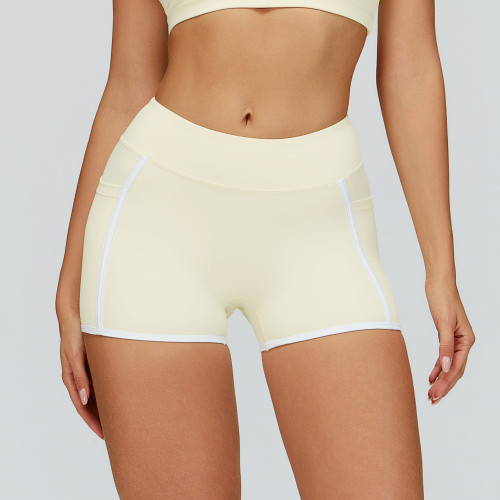 Cross-border nude yoga shorts, color-blocked tight-fitting sports shorts, outdoor workout fitness running shorts, 2501