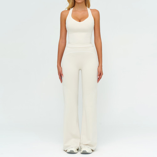 Women's High-Quality Color-Blocked Brushed Yoga Set with Double Shoulder Straps - Perfect for Running and Fitness | OEM, ODM & Wholesale Services