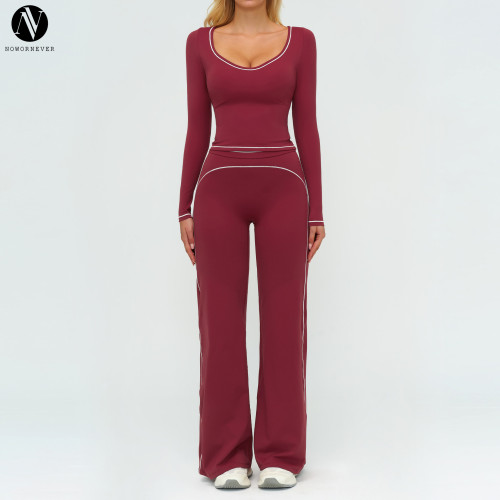 High-End Color-Blocked Brushed Yoga Set 7028 for Women - Double Shoulder Straps, OEM, ODM Available for Wholesale & Sourcing Agents