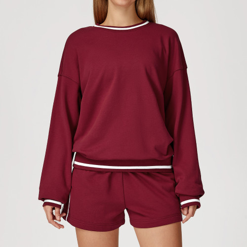 Customizable OEM/ODM Autumn/Winter Color-Blocked Hoodie Set for Women - Comfortable Outdoor Fashion Sports Set | Perfect for Wholesale & Sourcing Agents 7028