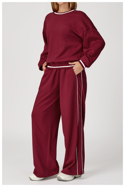 Customizable OEM/ODM Autumn/Winter Color-Blocked Hoodie Set for Women - Comfortable Outdoor Fashion Sports Set | Perfect for Wholesale & Sourcing Agents 7028