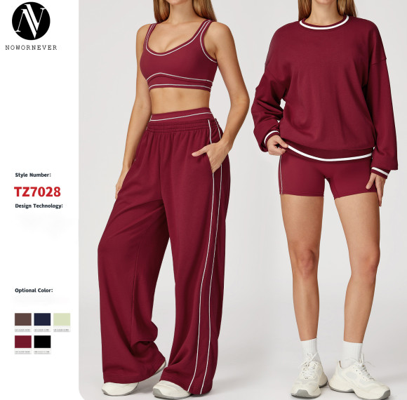 Customizable OEM/ODM Autumn/Winter Color-Blocked Hoodie Set for Women - Comfortable Outdoor Fashion Sports Set | Perfect for Wholesale & Sourcing Agents 7028