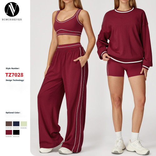 Customizable OEM/ODM Autumn/Winter Color-Blocked Hoodie Set for Women - Comfortable Outdoor Fashion Sports Set | Perfect for Wholesale & Sourcing Agents 7028