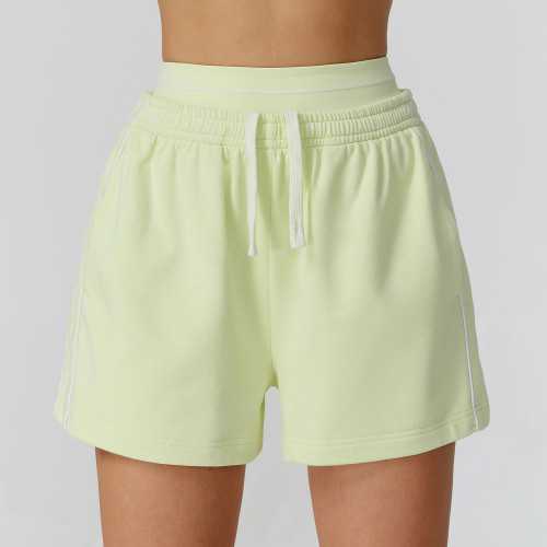 Color-blocked athletic shorts, high-waisted, loose-fitting, straight-leg, pocket sweatpants, outdoor casual, comfortable, versatile shorts, 7028