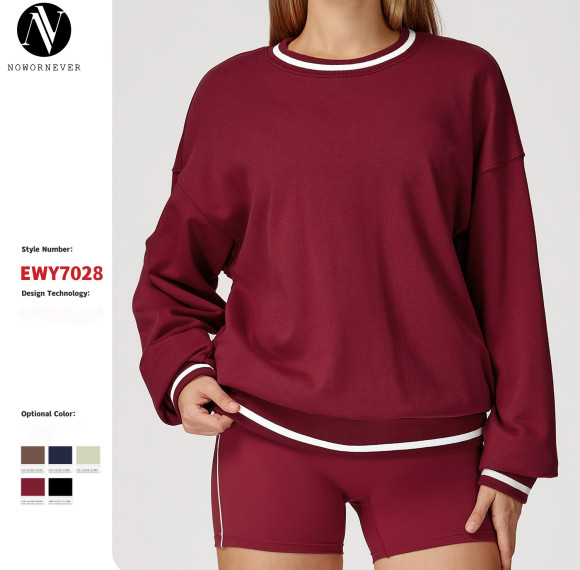 OEM & ODM Autumn Color Block Sweatshirt - Long Sleeve Loose Crew Neck Fashion Sports Top, Windproof Outdoor Casual Wear for Bulk Orders and Sourcing Agents