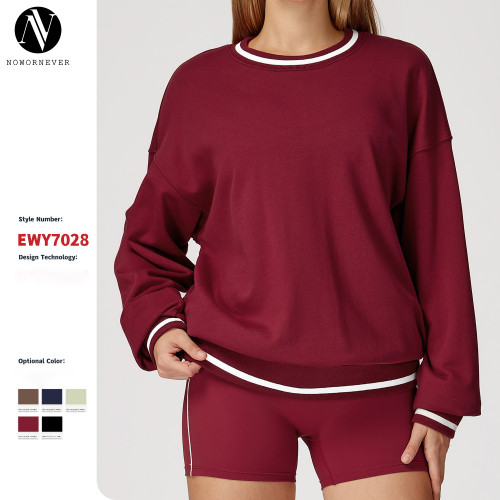 OEM & ODM Autumn Color Block Sweatshirt - Long Sleeve Loose Crew Neck Fashion Sports Top, Windproof Outdoor Casual Wear for Bulk Orders and Sourcing Agents