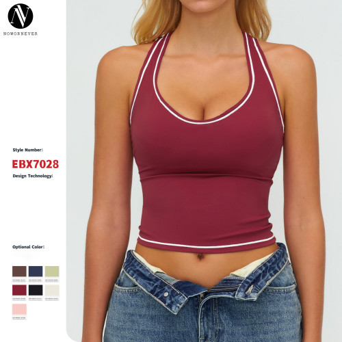 OEM & ODM Color-Blocked Cross-Border Yoga Vest - Racerback Brushed Comfort Sports Top for Running & Fitness, Wholesale Options Available