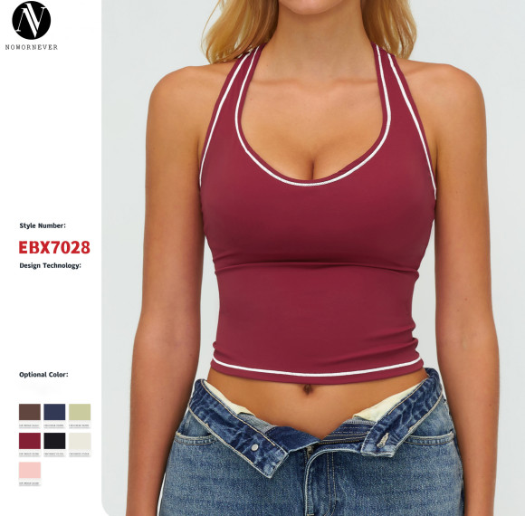 OEM & ODM Color-Blocked Cross-Border Yoga Vest - Racerback Brushed Comfort Sports Top for Running & Fitness, Wholesale Options Available