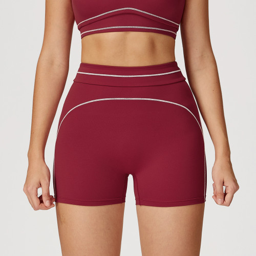 OEM & ODM Cross-Border High-Waisted Athletic Shorts - Color-Blocked Casual Yoga & Outdoor Running Fitness Shorts for Wholesalers | Style 7028