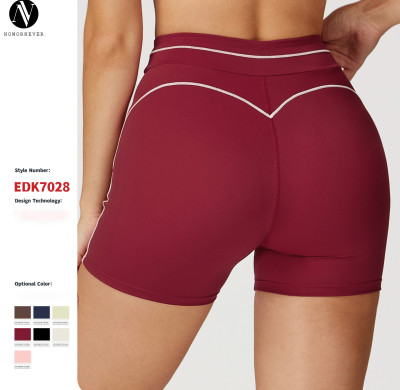 OEM & ODM Cross-Border High-Waisted Athletic Shorts - Color-Blocked Casual Yoga & Outdoor Running Fitness Shorts for Wholesalers | Style 7028
