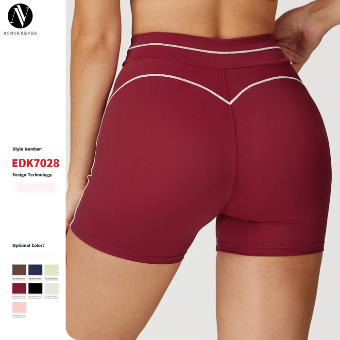 OEM & ODM Cross-Border High-Waisted Athletic Shorts - Color-Blocked Casual Yoga & Outdoor Running Fitness Shorts for Wholesalers | Style 7028