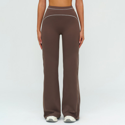 High-Waisted Wide-Leg Pants for Autumn/Winter | Color-Blocked Design for Casual & Sports Wear | OEM, ODM and Wholesale Solutions for Fitness Apparel 7028