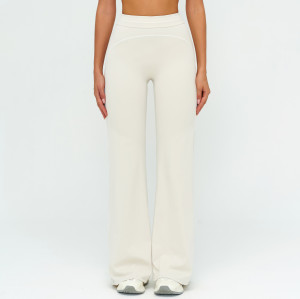 High-Waisted Wide-Leg Pants for Autumn/Winter | Color-Blocked Design for Casual & Sports Wear | OEM, ODM and Wholesale Solutions for Fitness Apparel 7028