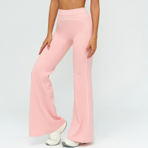 High-Waisted Wide-Leg Pants for Autumn/Winter | Color-Blocked Design for Casual & Sports Wear | OEM, ODM and Wholesale Solutions for Fitness Apparel 7028