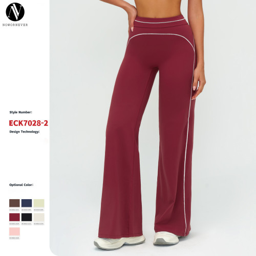 High-Waisted Wide-Leg Pants for Autumn/Winter | Color-Blocked Design for Casual & Sports Wear | OEM, ODM and Wholesale Solutions for Fitness Apparel 7028