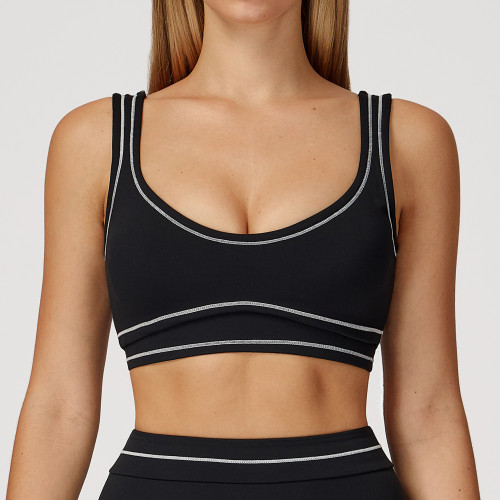 Premium Color-Blocked Brushed Yoga Bra - Stylish U-Shaped Backless Sports Bra for Fitness & Yoga | OEM, ODM, Sourcing Agents Available
