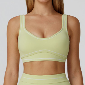 Premium Color-Blocked Brushed Yoga Bra - Stylish U-Shaped Backless Sports Bra for Fitness & Yoga | OEM, ODM, Sourcing Agents Available