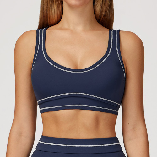 Premium Color-Blocked Brushed Yoga Bra - Stylish U-Shaped Backless Sports Bra for Fitness & Yoga | OEM, ODM, Sourcing Agents Available