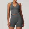 Seamless Racerback Women's Yoga Set - Ribbed Waist Slimming & Hip-Lifting | OEM/ODM & Wholesale Activewear Solutions for Fitness Industry 7725