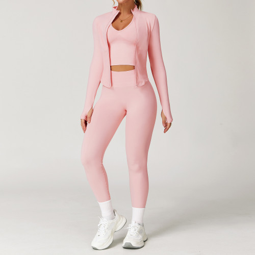 OEM & ODM Seamless Racerback Sports Suit - Women's Ribbed Waist Slimming & Hip-Lifting Yoga Set for Fitness | Wholesale Activewear & Sourcing Agents