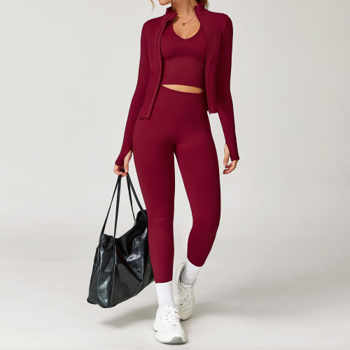 OEM & ODM Seamless Racerback Sports Suit - Women's Ribbed Waist Slimming & Hip-Lifting Yoga Set for Fitness | Wholesale Activewear & Sourcing Agents