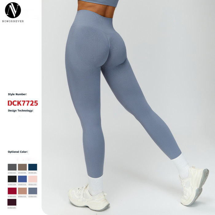 Wholesale Women's High-Waisted Yoga Pants 7725 - European & American Design with Ribbed Waistband for Tummy Control - OEM & ODM Activewear for Sourcing Agents