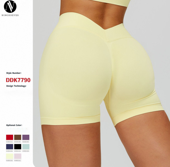 OEM & ODM Women's Seamless Knitted Yoga Shorts - V-Shaped Waistband, Quick-Drying Sports Fitness Pants for Running - Wholesale Activewear Manufacturer