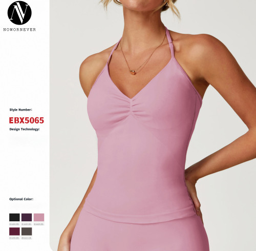 Wholesale Seamless Yoga Vest - OEM & ODM Tight-Fit, Breathable, Pleated Sports Top Designed for Fitness Enthusiasts | Perfect Casual Running Gear 5065