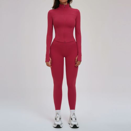 Brushed Yoga Set 7025 - European and American Tight-Fitting Outdoor Fitness Wear, Backless Design for Running Sports | OEM, ODM & Wholesale Services Available
