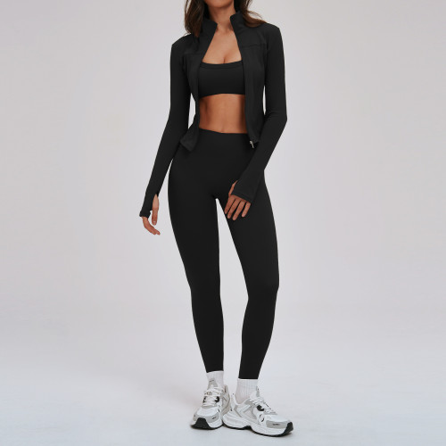 Brushed Yoga Set 7025 - European and American Tight-Fitting Outdoor Fitness Wear, Backless Design for Running Sports | OEM, ODM & Wholesale Services Available