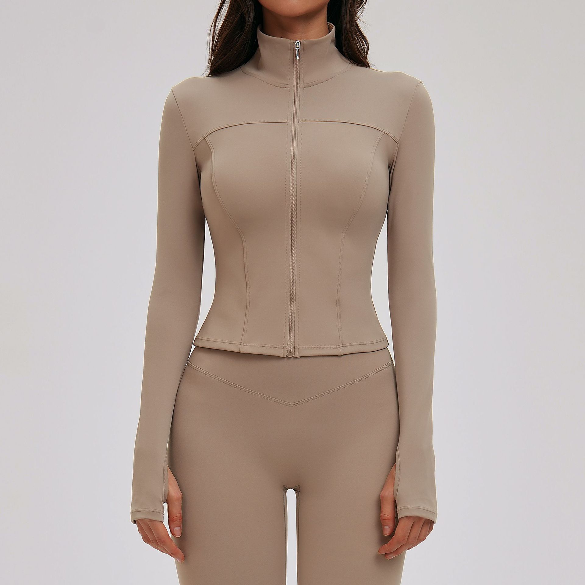 long sleeve zip-up yoga jacket