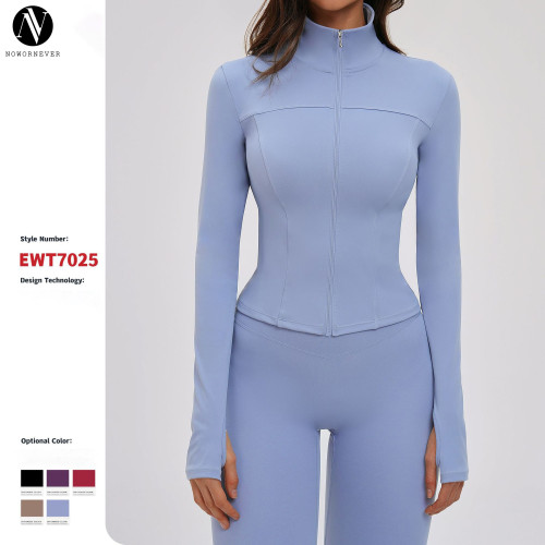 Cross-border Outdoor Sports Brushed Yoga Jacket - Long Sleeve, Zip-up Slim Fit Design | OEM & ODM Services for Wholesale & Sourcing Agents