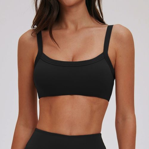 Activewear OEM & ODM Supplier: Cross-Border Brushed Double Shoulder Strap Yoga Bra with Open Back - Tight-Fitting Sports Bra for Fitness Enthusiasts - Wholesale Model 7025