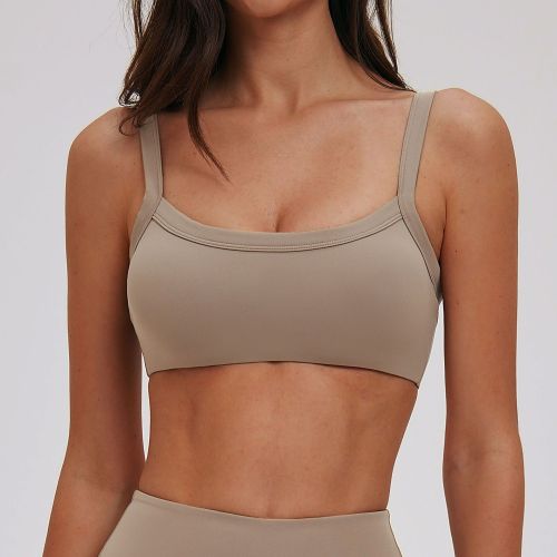 Activewear OEM & ODM Supplier: Cross-Border Brushed Double Shoulder Strap Yoga Bra with Open Back - Tight-Fitting Sports Bra for Fitness Enthusiasts - Wholesale Model 7025
