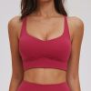 OEM & ODM Halter Neck Brushed Yoga Bra 7025 - Cross-Back Cutouts, Tight-Fitting Sports Bra for Outdoor Running, Wholesale Activewear & Sourcing Agents