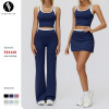 High-Waisted Ribbed Yoga Set with Color-Block Design | OEM & ODM Activewear for Fitness & Outdoor Casual Use - Ideal for Wholesale and Sourcing Agents