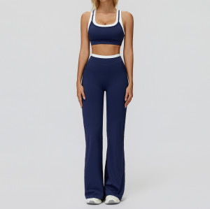 High-Waisted Ribbed Yoga Set with Color-Block Design | OEM & ODM Activewear for Fitness & Outdoor Casual Use - Ideal for Wholesale and Sourcing Agents