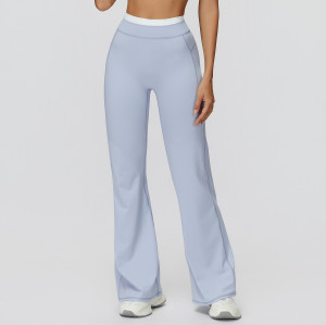 Women's High-Waisted Color Block Faux Two-Piece Wide-Leg Fitness Pants - OEM, ODM, and Wholesale for Activewear, Sportswear & Sourcing Agents