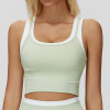 Wholesale Activewear: Custom Two-Piece Split Vest - Stylish Color-Blocked Nude-Feel Top with Running Sports Bra 3129 | Expert OEM, ODM & Sourcing Agents for Your Brand