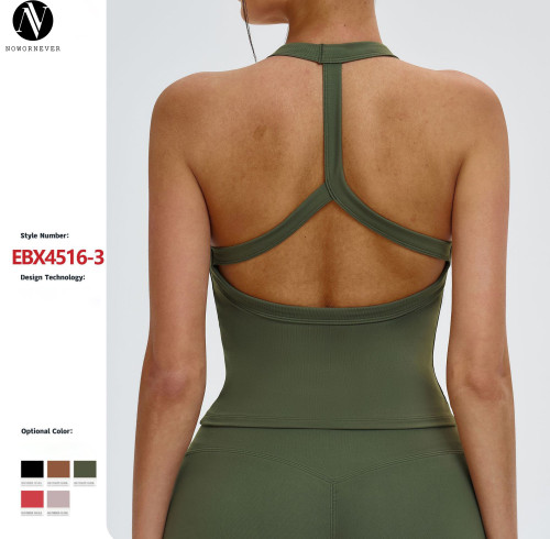 Durable OEM & ODM Halter Neck Sports Vest | Y-Shaped Hollow Back Yoga Top for Outdoor Workouts | Wholesale & Sourcing Agent Inquiries Encouraged | Style 4516