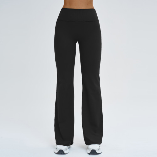 European & American High-Waisted Flared Pants for Women - Slimming Wide-Leg Sportswear Ideal for Running & Fitness | OEM, ODM, and Sourcing Agents Welcome