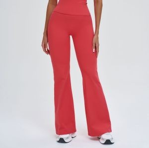 European & American High-Waisted Flared Pants for Women - Slimming Wide-Leg Sportswear Ideal for Running & Fitness | OEM, ODM, and Sourcing Agents Welcome