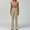 OEM Women's Color Block Trim Tracksuit with Tight Fit - Stylish Nude Yoga Wear & Sports Outdoor Fitness Set for Wholesale | ODM Services Available