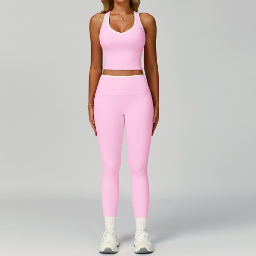 OEM Women's Color Block Trim Tracksuit - Tight Fit Yoga Wear, Beautiful Back Design, Perfect for Sports & Outdoor Fitness | ODM & Wholesale Options Available