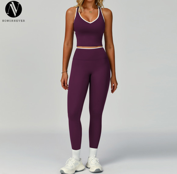 OEM Women's Color Block Trim Tracksuit - Tight Fit Yoga Wear, Beautiful Back Design, Perfect for Sports & Outdoor Fitness | ODM & Wholesale Options Available
