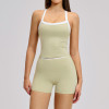 Nude-Feel Yoga Set for Women - Color-Blocked Cross-Back Tight-Fitting Running Sports Fitness Wear, Available for OEM, ODM & Wholesale Partnerships, 2027