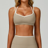 Customizable Color-Blocked Sports Bra in Nude Feel - Quick-Dry, Tight Fit Cross-Back Vest for Running & Gym - OEM/ODM & Wholesale Services Offered