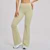 Nude-Feel High-Waisted Sports Flared Pants - OEM, ODM, Private Label Color-Blocked Wide-Leg Trousers for Activewear & Fitness - Wholesale & Sourcing Solutions